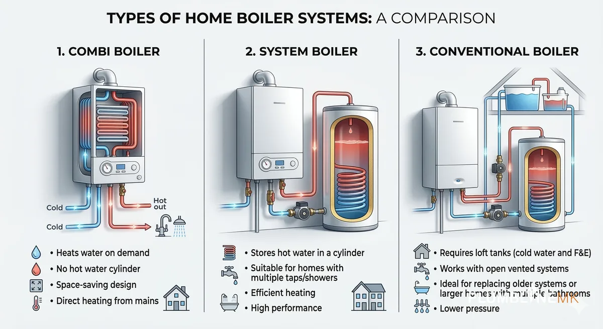 Combi, System or Conventional Boiler? How to Choose the Right One for Your Milton Keynes Home - boiler and heating advice from Plumbline MK